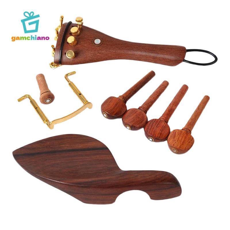 Bộ các bộ phận đàn Violin 4 / 4 bằng gỗ hồng ngoại Chinrest Tuning Pegs Tailpiece Fine Kit
