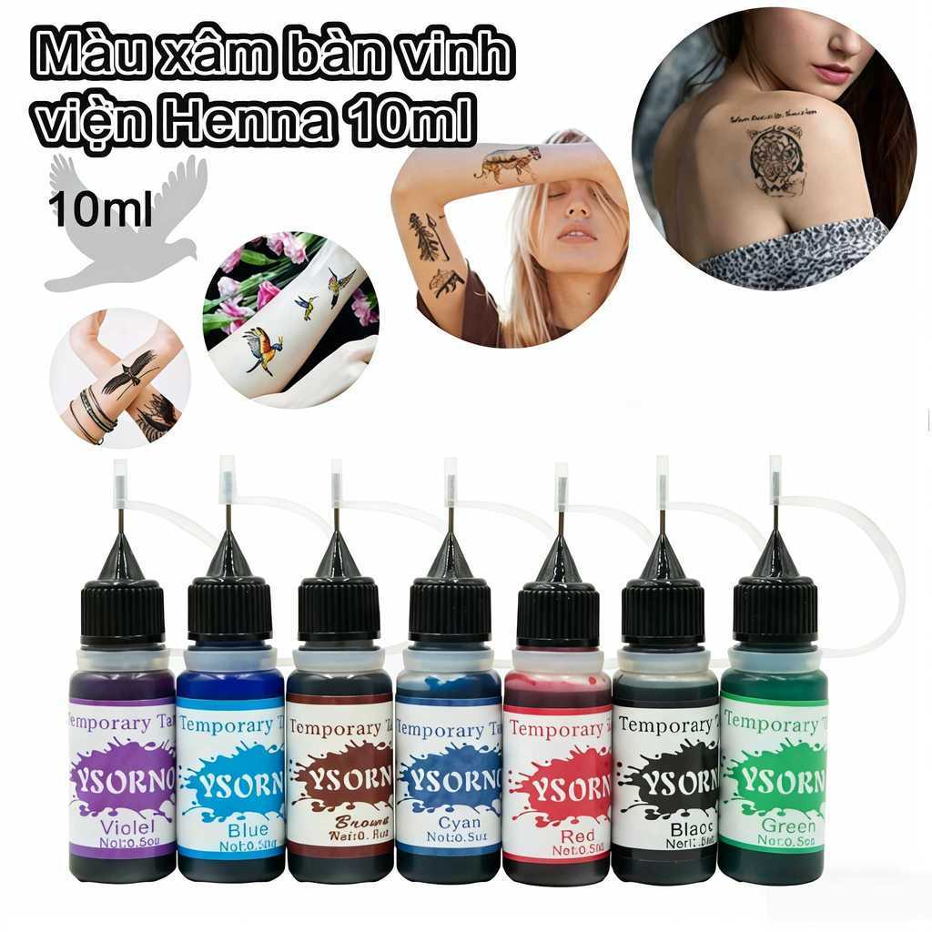Kem Xăm Henna Tự Nhiên 10ml, Nhiều Mẫu Thiết Kế Độc Đáo, DIY Tạo Hình, Màu Sắc Sáng Rực Rỡ, Dễ Dàng 