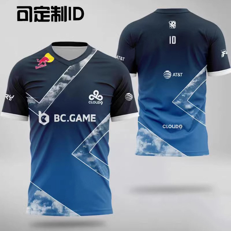 CLOUD9 Đồng Phục Đội Có Thể ID Ăn Gà CSGO Quần Áo DOTA2 Áo Thun Tay Ngắn C9 Đồng Phục Chơi Game mor