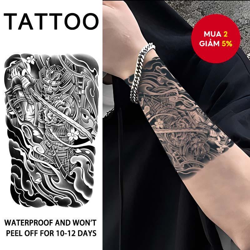 Nhãn dán hình xăm thảo dược Oni Samurai Nhật Bản, Hình xăm ngực & cánh tay giả chống thấm nước dành cho nam, Nghệ thuật cơ thể bán vĩnh viễn
