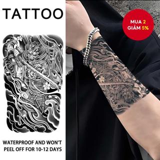 Nhãn dán hình xăm thảo dược Oni Samurai Nhật Bản, Hình xăm ngực & cánh tay giả chống thấm nước dành cho nam, Nghệ thuật cơ thể bán vĩnh viễn