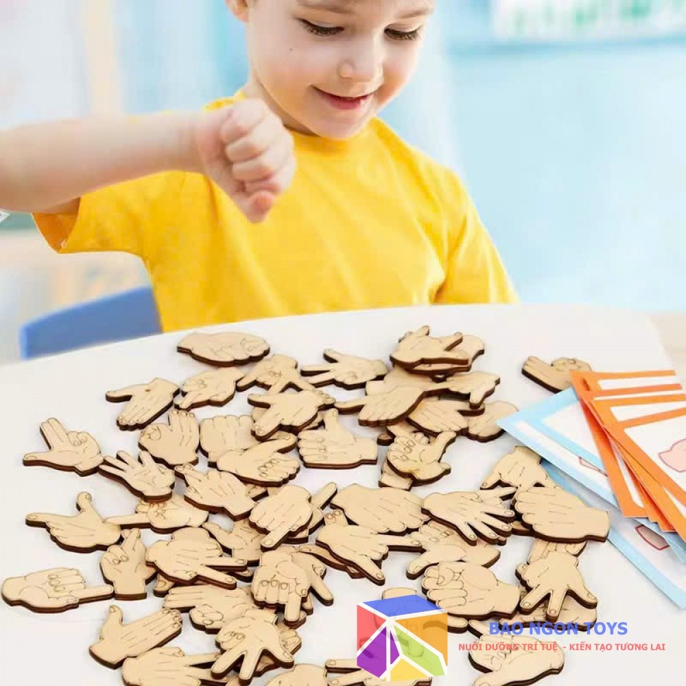 Đồ Chơi Gỗ Hand Gesture Game – Luyện Ngón Tay & Phối Hợp Hai Tay Cho Bé, rèn luyện vận động tinh DG4