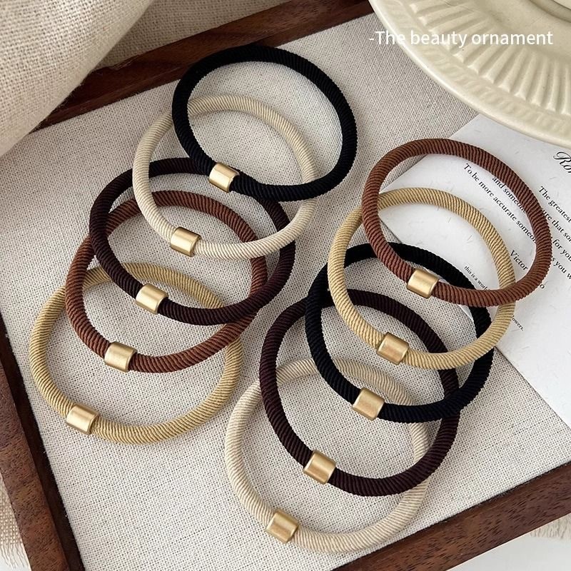 Băng Đô Nữ 2025 Phong Cách Mới Cao Cấp Đơn Giản Retro Cao Su Dây Buộc Tóc Đàn Hồi Cao Bền Tóc Dây Bu