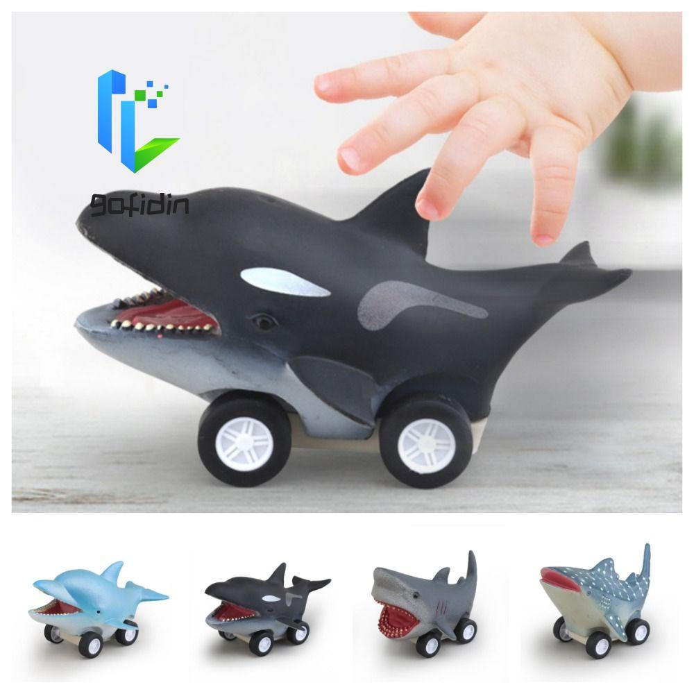 GOFIDIN Press and Go Car Toy, Great White Shark Đồ chơi ô tô quán tính cá heo dễ thương, giáo dục Mi