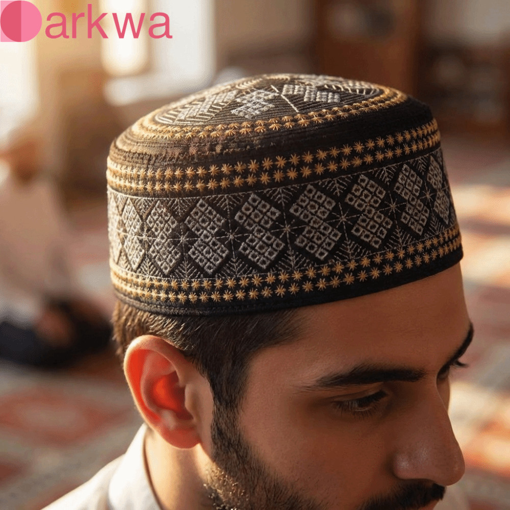 DARKWA Islam Mũ phẳng tròn Turban Mũ dân tộc Nam