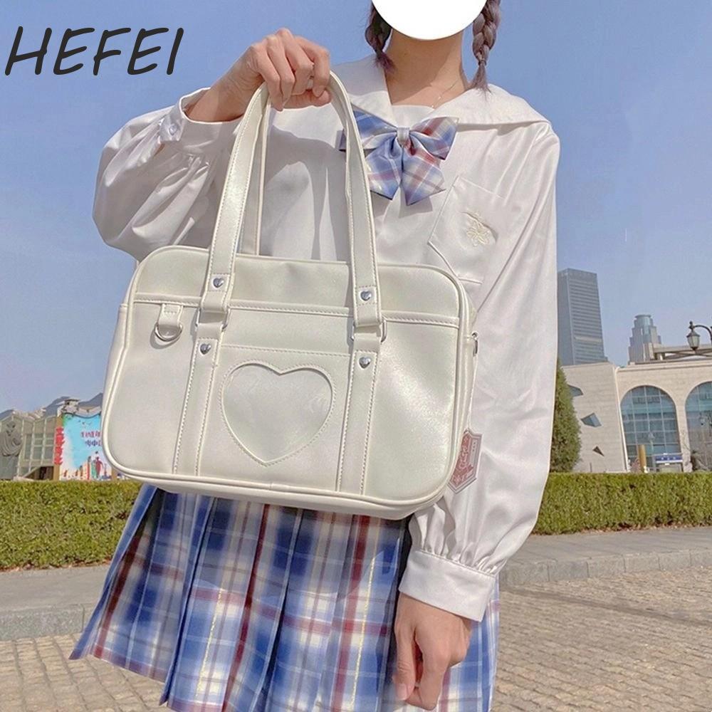 HEFEI Túi đeo vai đồng phục HEFEI JK, Túi Tote JK bằng da PU dung tích lớn, Túi đeo chéo trái tim tì