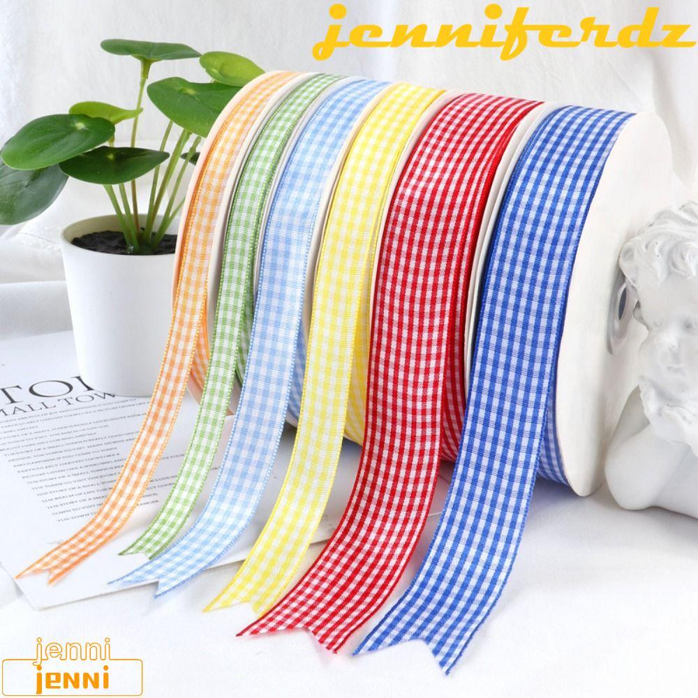 Ruy băng kẻ sọc JENNIFERDZ, Thủ công DIY 1 / 2cm Gingham Ribbon, Gói đa dạng Các loại màu sắc Đóng g