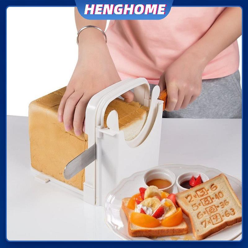 HENGHOME Máy thái bánh mì nướng có thể điều chỉnh Máy cắt lát bánh mì bằng nhựa có thể gập lại Dụng cụ hướng dẫn cắt bánh mì cho bánh mì tự chế Làm bánh nhà bếp HENGHOME