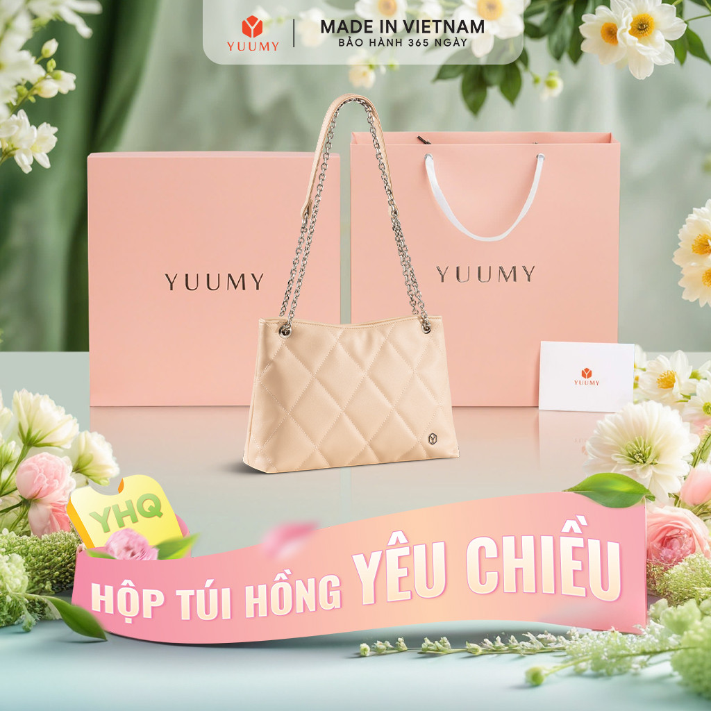 Bộ hộp quà YUUMY (Túi đeo chéo nữ YUUMY YN280 + Hộp quà YHQ2 + Túi giấy YTG2 + Túi rút BVR3838 + Thi