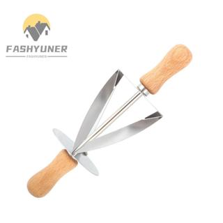 Máy cắt bánh xe bột FASHYUNER, Thiết kế lưỡi cắt chéo bằng thép không gỉ, Máy cắt bột Tay cầm bằng gỗ dài Con lăn không đều Dễ sử dụng Bánh mì lăn bánh ngọt