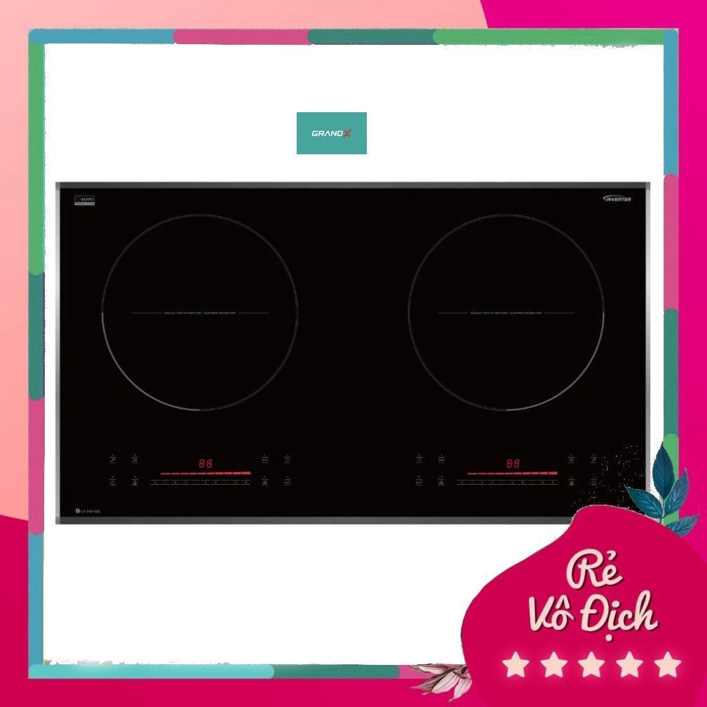 Bếp từ đôi GrandX GX IH615SE Series 6, mặt kính EURO Platinium, công nghệ Inverter thông minh