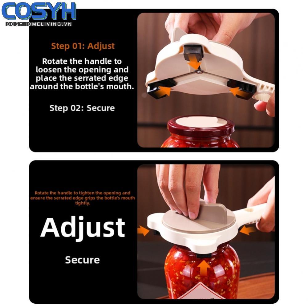 <cosyh>Three Claw Adjustable Lid Opener Durable Bottle Can Opener with Comfortable Grip