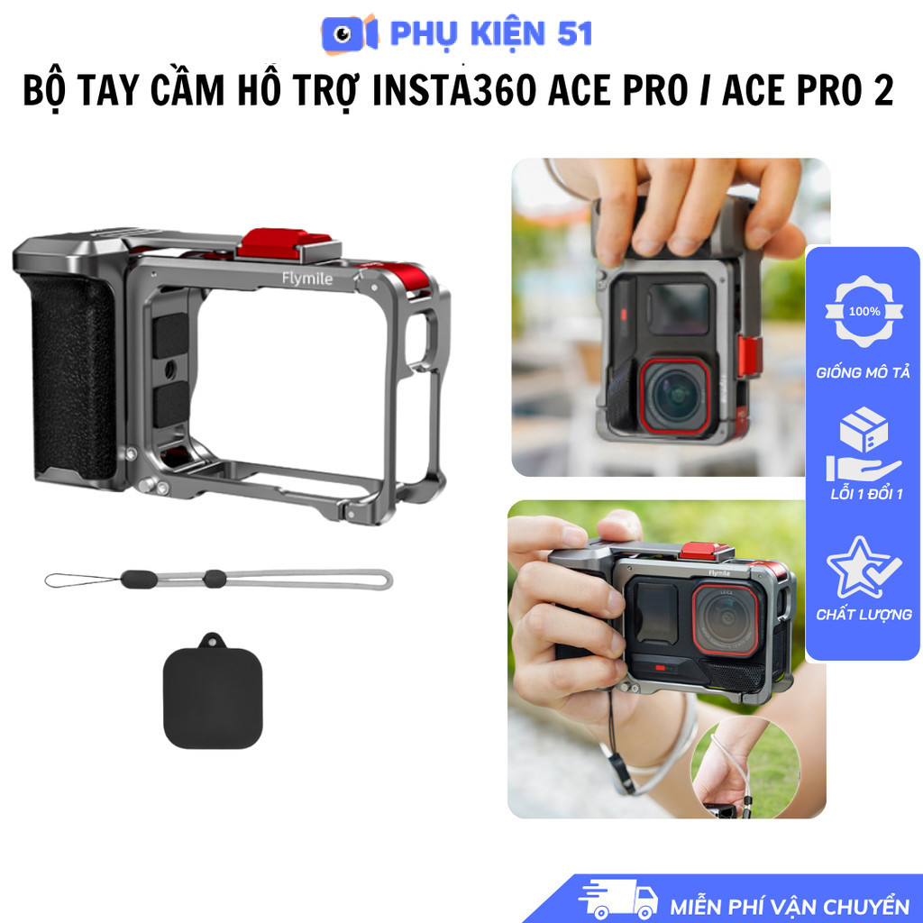 Bộ Grip Kit Flymile cho Insta360 Ace Pro 2 hợp kim nhôm chụp hình đường phố