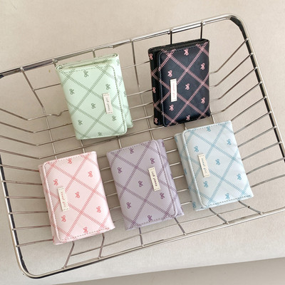 Sweet Bow In Ví Nữ Phong Cách Ngắn Dễ Thương Nhiều Thẻ Có Thể Gập Lại Ví Đựng Tiền Mặt Tiện Lợi