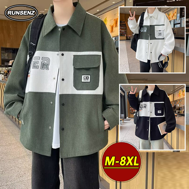 Nam Jacket Phong Cách Thời Trang Hàn Quốc, Chất Lượng Cao Dáng Rộng Size M-8XL, Áo Sơ Mi Tay Dài