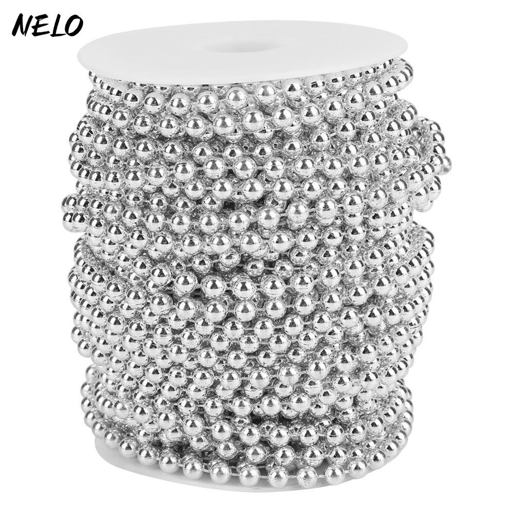 Dây mạ điện NELO, Dây vòng hoa màu vàng cỡ 6mm, Hạt rời cho quần áo Chiều dài 82 Feet Màu bạc Đính c
