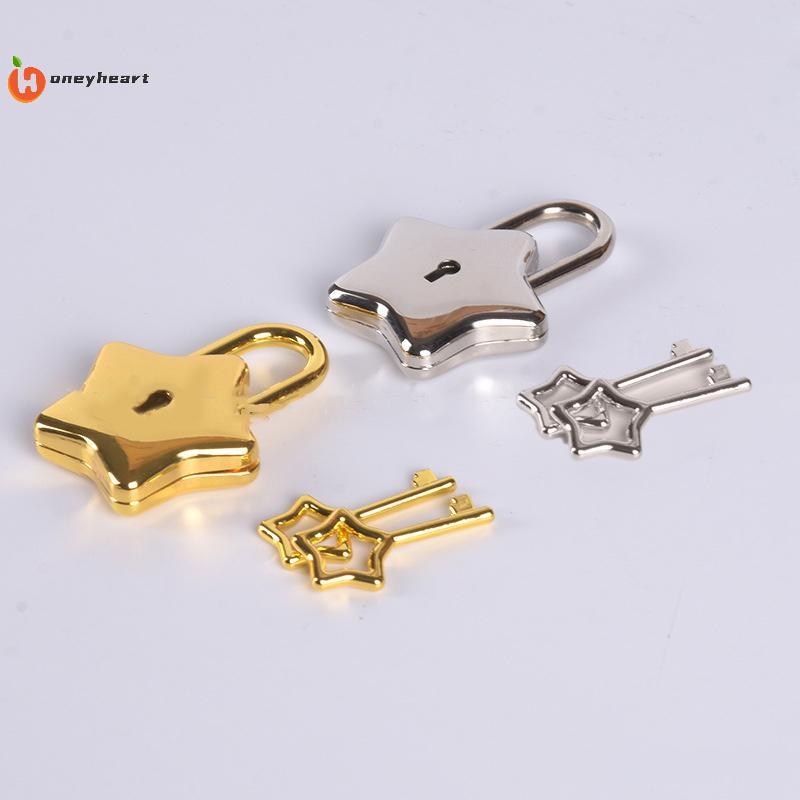 < HoneyHeart > Mini Star Shape Archaize Padlos Loer Security Key Lo có chìa khóa Túi hành lý Lo Nice
