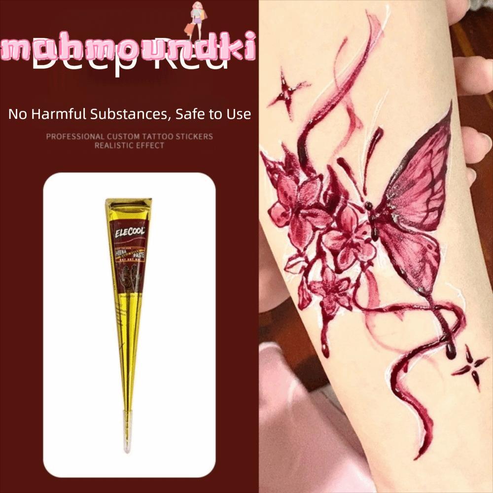 MAHMOUNDKI Henna Tattoo Cream, Black Brown Semi-permanent Henna Paste Cone, Henna Cream Tạm thời Dễ 
