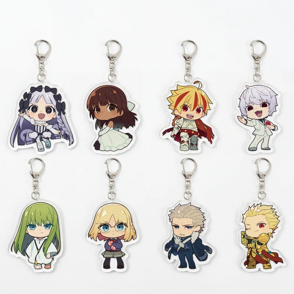 Móc khóa Anime Fate/strange Fake Gilgamesh Enkidu Saber Mica Acrylic 6cm in 2 mặt Keychain trang trí