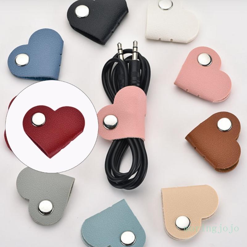 Heart Shaped Leather Cord Organiser for Earphones Headphones Cable Management