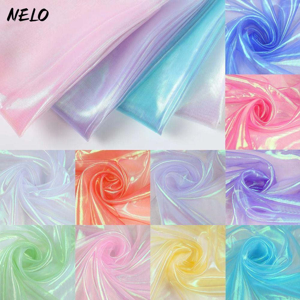 Vải NELO Organza, Vải tuyn Laser Sáng Bóng Trong Suốt, Váy Quần Áo May Mỏng Organza Váy Vải Cưới