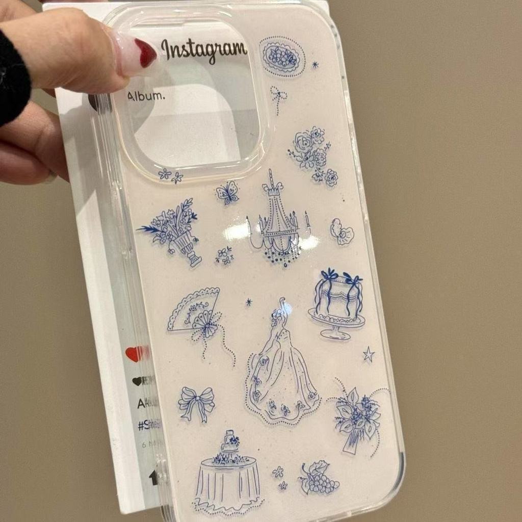 9IL9 ins blue line element 17 Pro Max Ốp điện thoại phù hợp cho Apple 15 Pro Max màu trắng đế IMD co