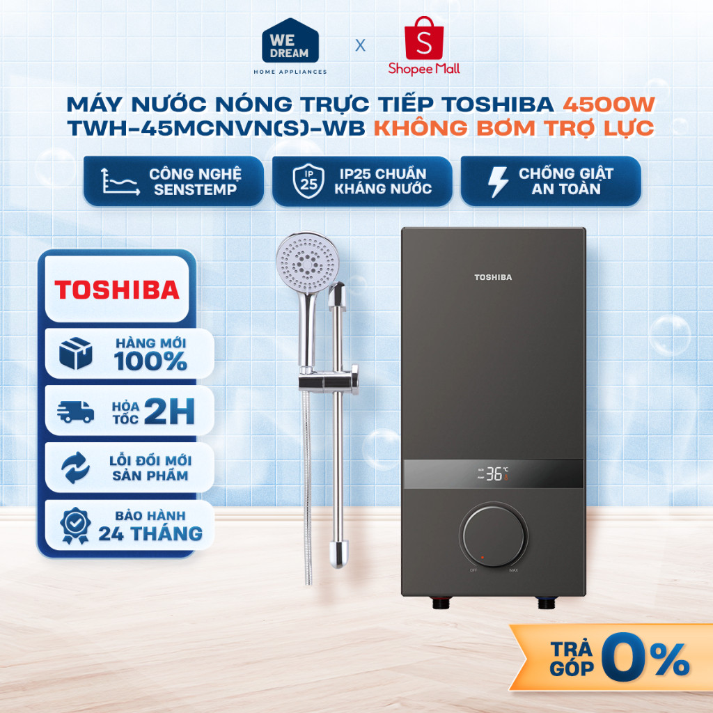 TWH-45MCNVN(S)-WB - Máy Nước Nóng Trực Tiếp Toshiba TWH-45MCNVN(S)-WB 4500W - Chính Hãng, Mới 100%