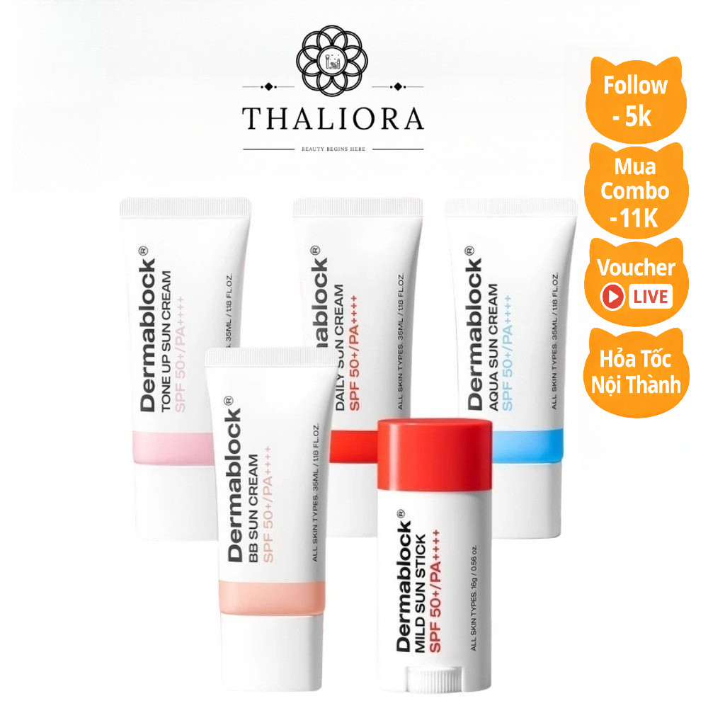 Kem Chống Nắng Dermablock SPF50+ PA++++ Giúp Chống Nắng Và Nâng Tone Cho Mọi Loại Da 35ml