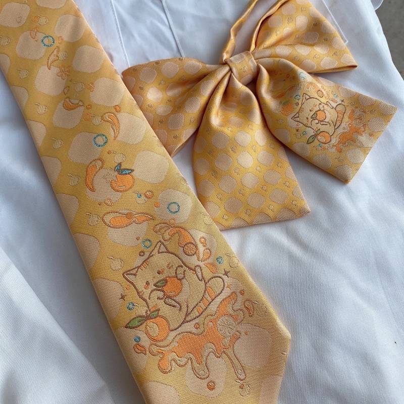 Orange Cat JK Tie Hand Jacquard Bow Tie Cute Shirt Suit Accessories vlma