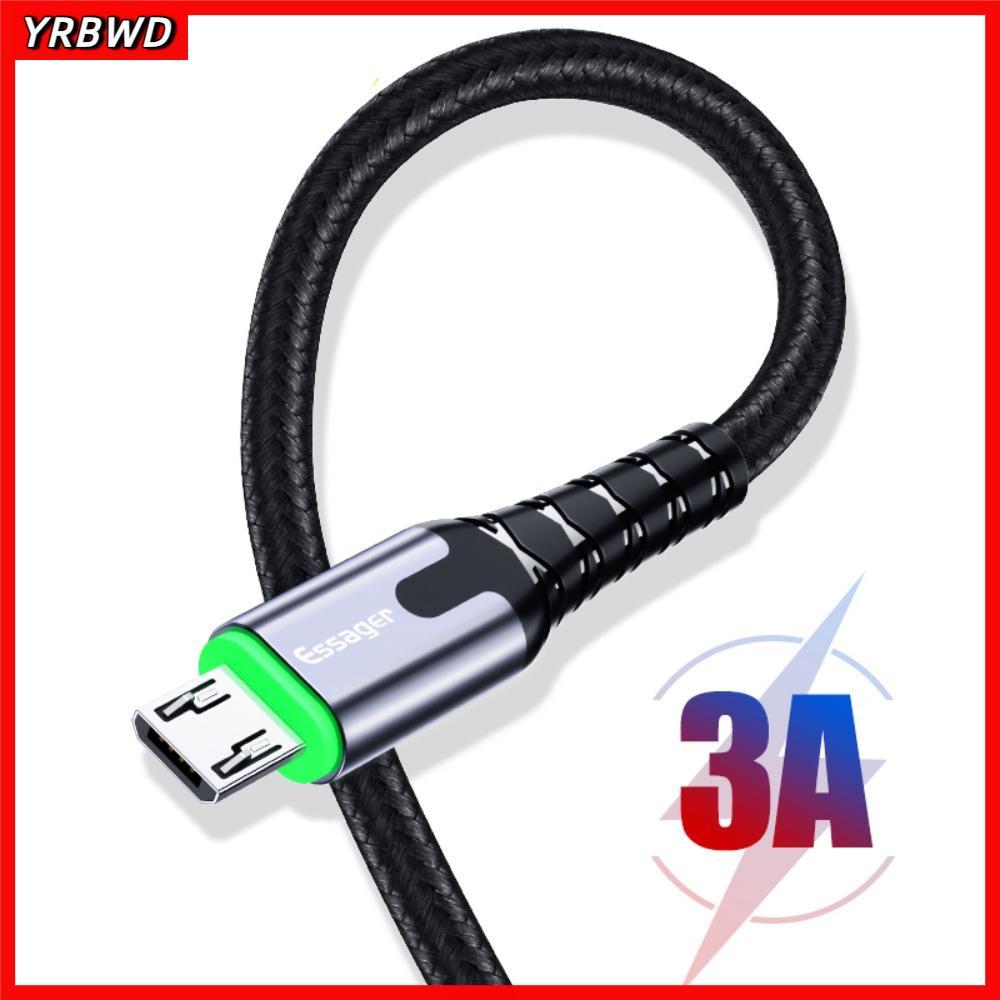 Cáp USB YRBWD, Dây dữ liệu LED Essager, Cáp sạc nhanh Micro / Type-c 1M / 2M / Cáp sạc