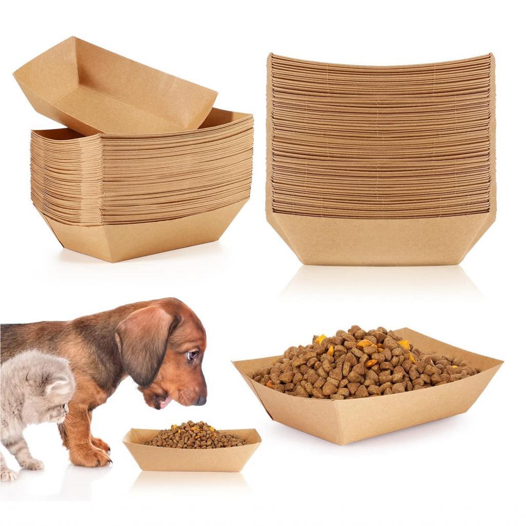 halluya.vn-sip-my 50 Khay Đựng Thức Ăn Bằng Giấy 16oz Bát Giấy Kraft Có Thể Tái Sử Dụng Cho Thú Cưng