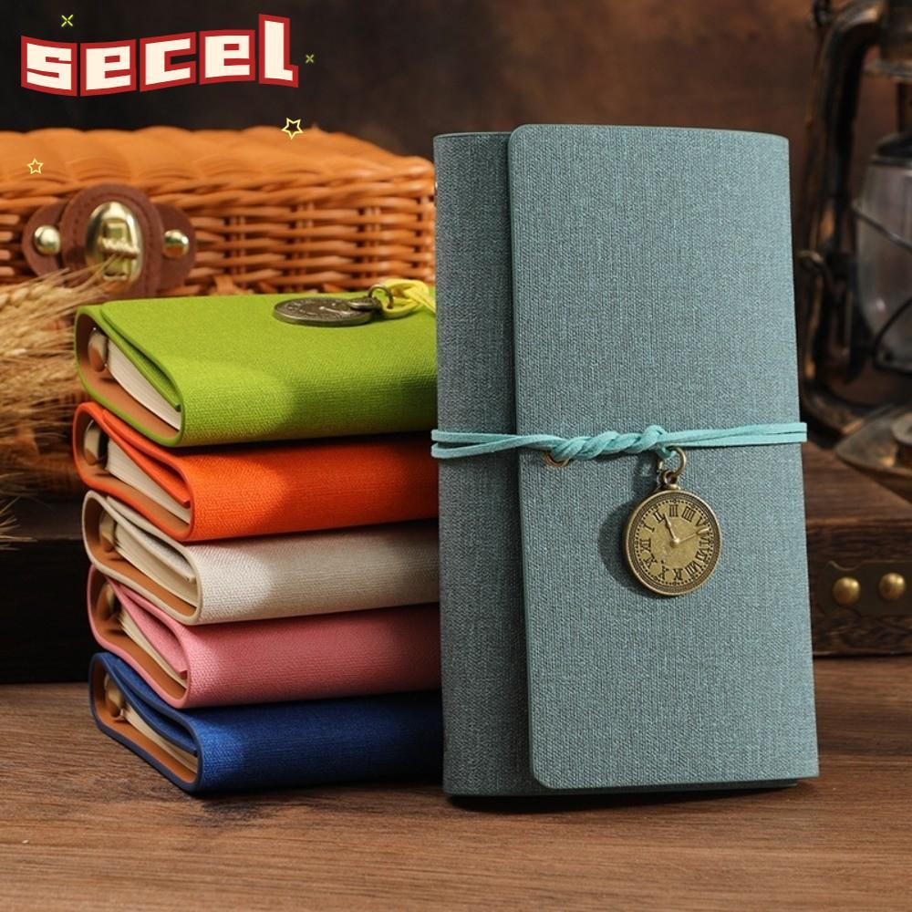 SECEL Retro Xoắn Ốc Notebook, Sách Dán 6 Lỗ Có Thể Tái Sử Dụng, Phong Cách Retro A6 Flipped Design F