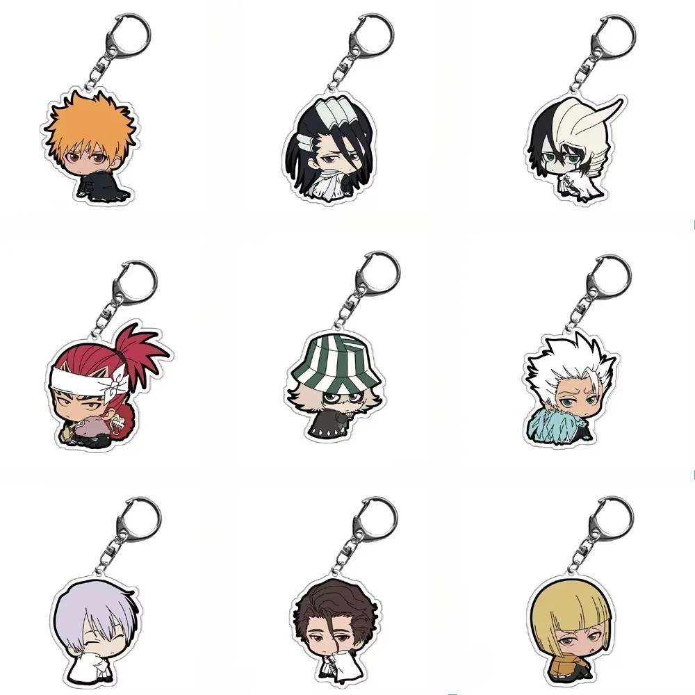1pc Anime Keychain Bleach Kurosaki Ichigo Kuchiki Rukia Cartoon Figures Acrylic Pendants Bag Accesso