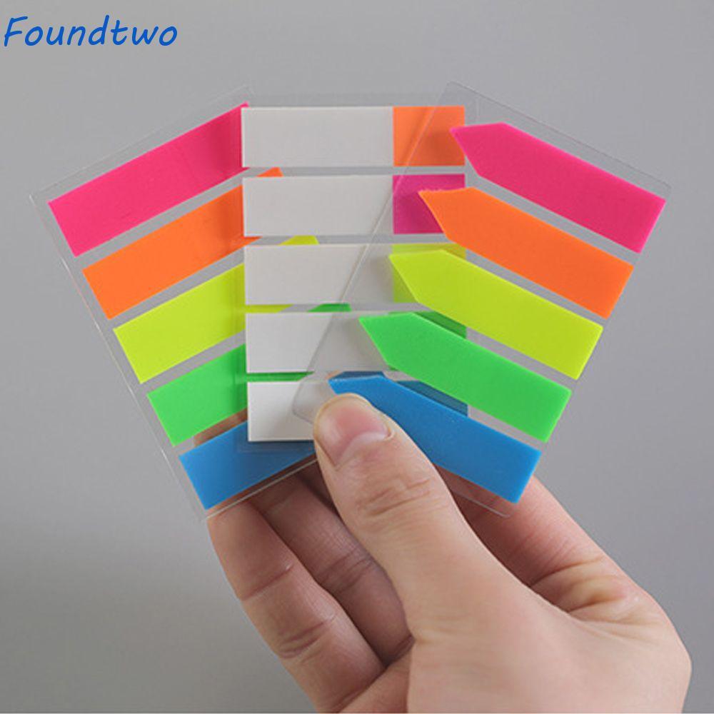 FOUNDTWO Huỳnh Quang Memo Pad Memo Flags Tự Dính Memo Sticker Giấy Màu Memo Pad