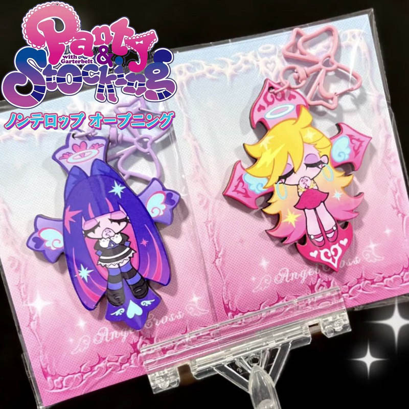 Anime Panty Stocking with Garterbelt Stocking Panty Cosplay Keychain Kawaii Acrylic Pendant Keyring 