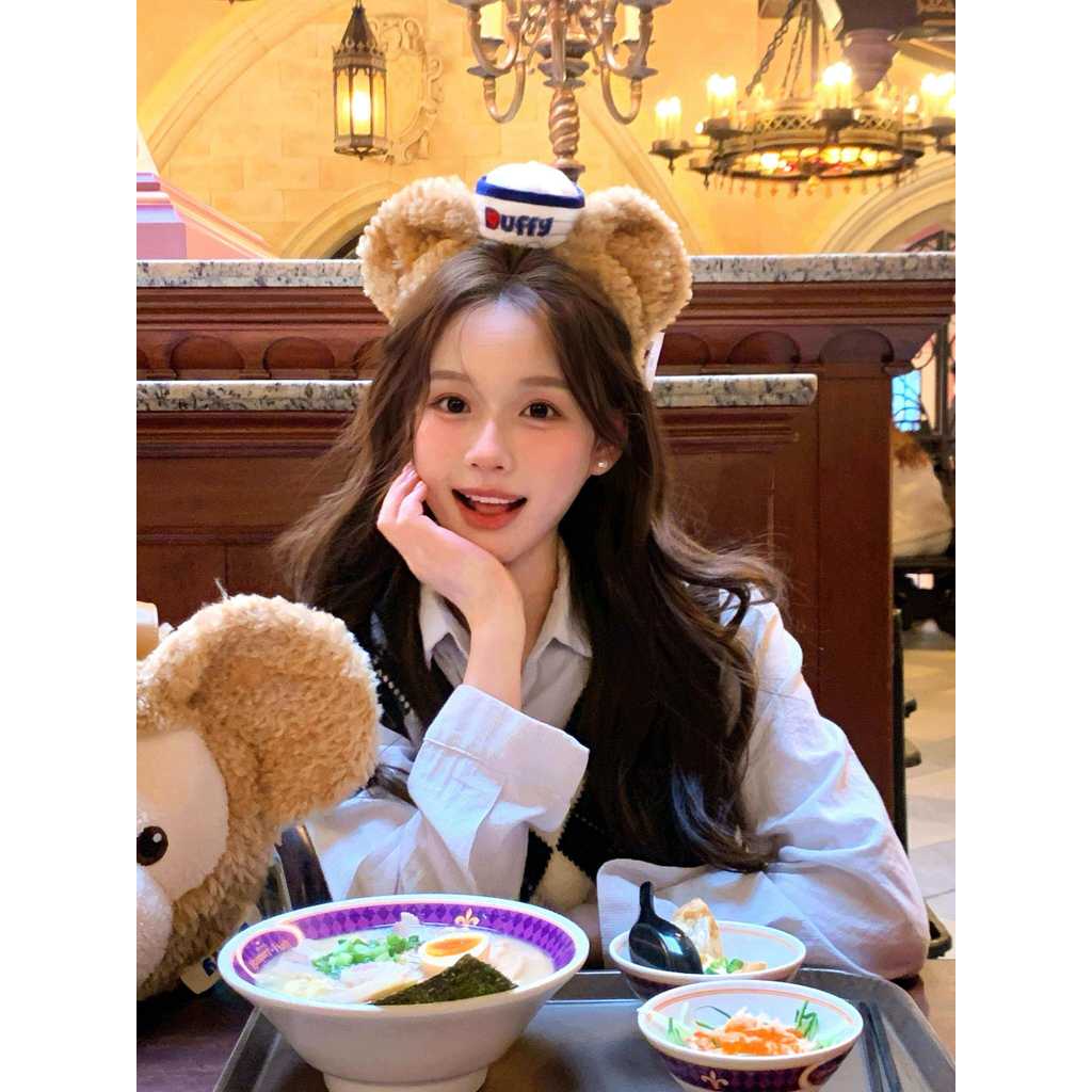 Spot Goods#Duffy Bear Navy Sailor Hat Headband for Women Disney Duffy Cute headbands for taking phot