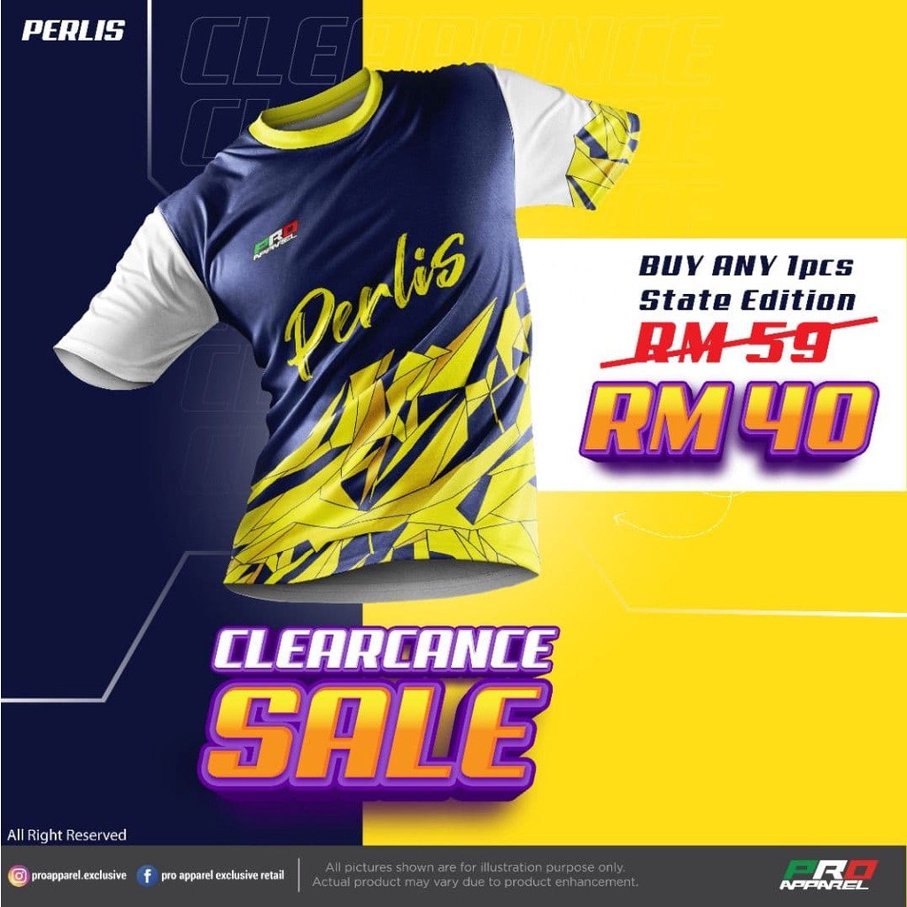 Pro Apparel Malaysia State 2024 Edition Áo thun Jersey Perlis Indera Kayangan / Xs - 2xl