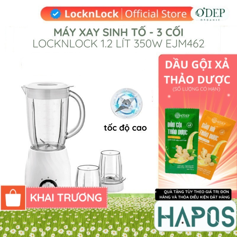 Máy xay sinh tố đa năng LocknLock 1.2L Chính hãng 3 cối 350W EJM462 có thể xay hạt khô, xay thịt - H
