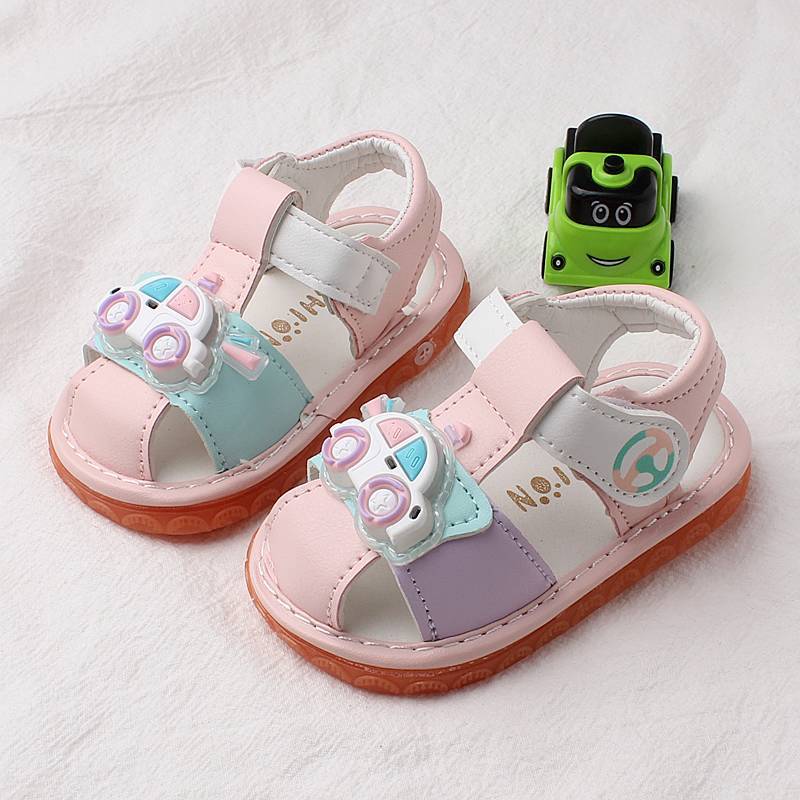 Squeaky Shoes Baby Sandals Toddler Shoes One-Year-Old Non-Slip Soft Bottom Summer Closed Toe 8DAu