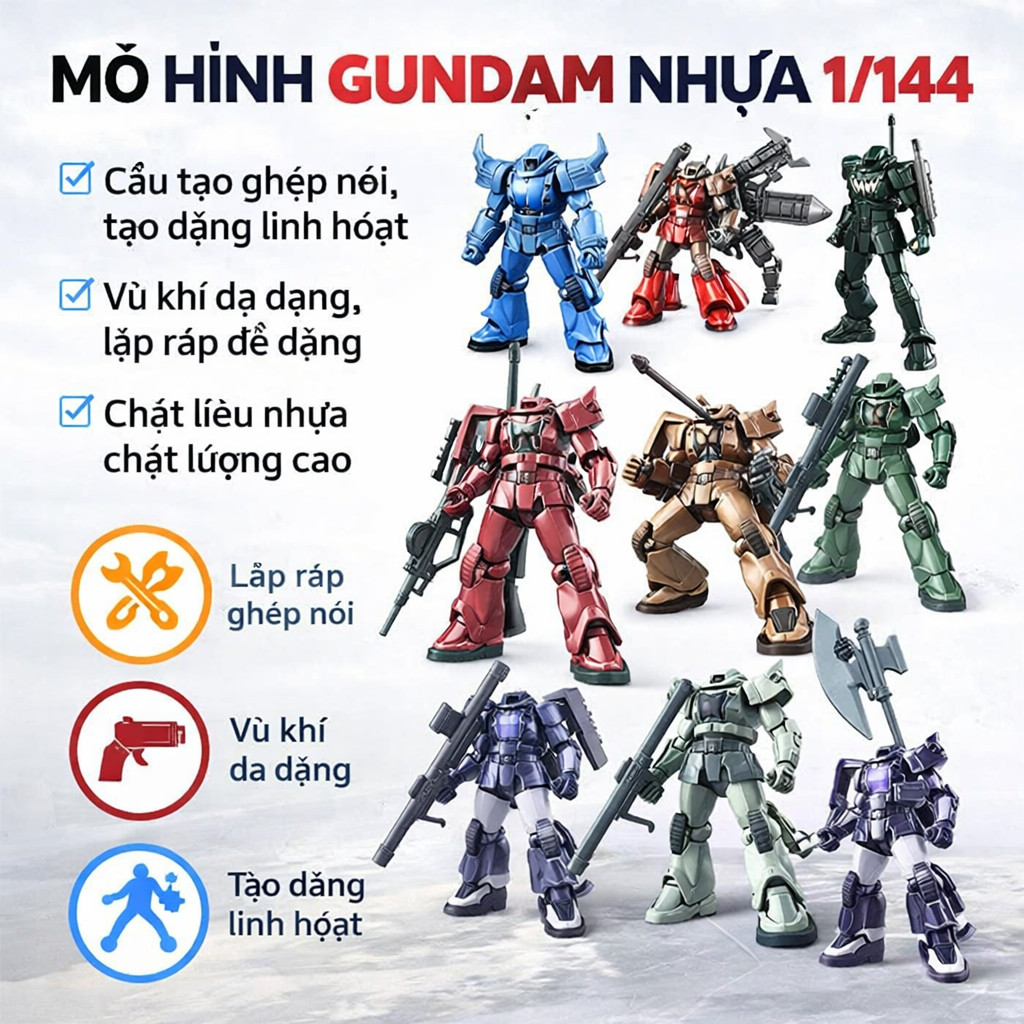 Gundam HG Scumbag GM Sparta RX-78-2 Cánh Đen Mini-Air, mô hình lắp ráp HG 144, nhân vật hành động