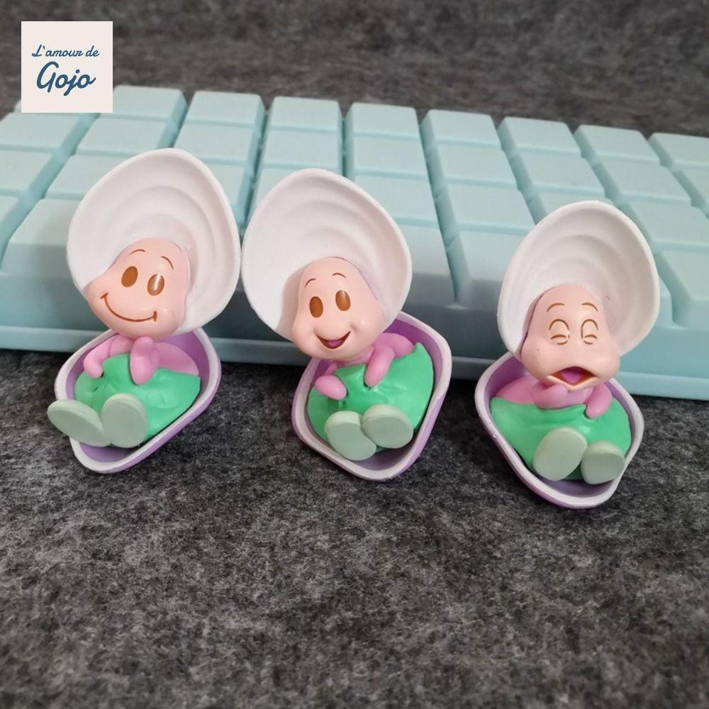 GOJO Baby Oysters Móc khóa, 3 biểu hiện Mặt dây chuyền hàu trẻ PVC, Móc khóa hoạt hình Yawning Vui n