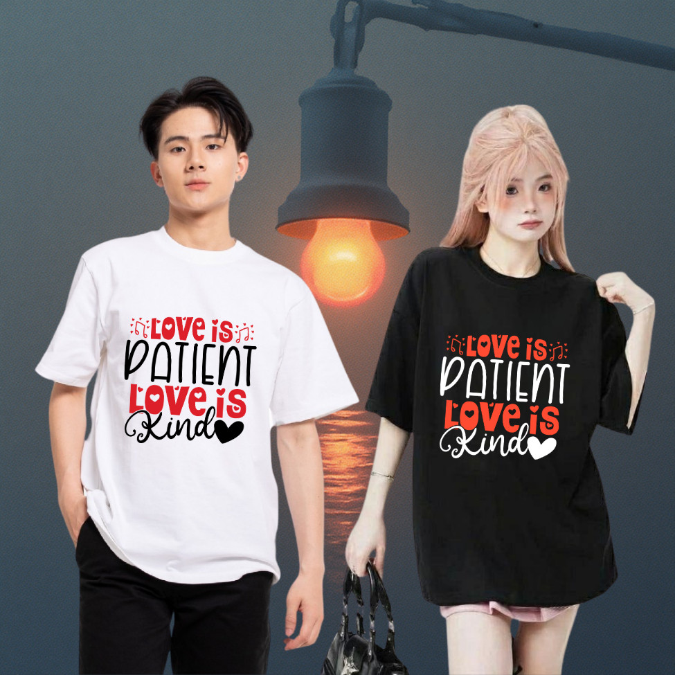 Áo Phông Áo Cộc Nam Nữ Cotton 100%, Love Is Patient, Love Is Kind - Form Xuông - VLT.37 [Vietnam FC]