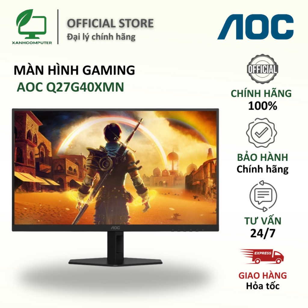 Màn hình gaming AOC Q27G40XMN (27 inch/Fast VA Mini LED/QHD/180Hz/1ms) - Hàng chính hãng