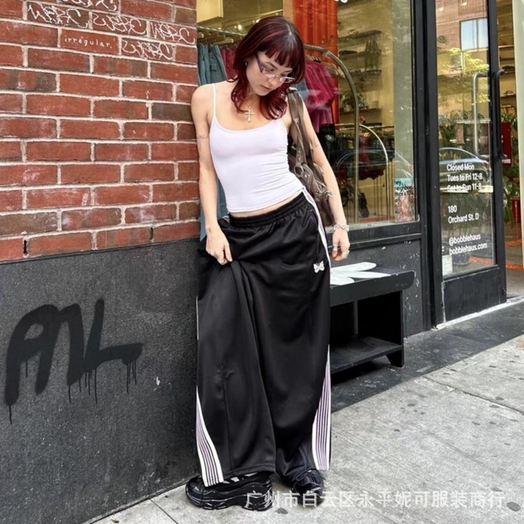 A04G NEEDLES H.D Track Pant Poly Smooth Wide Butterfly Japanese Style Casual Sports Pants Long Pants