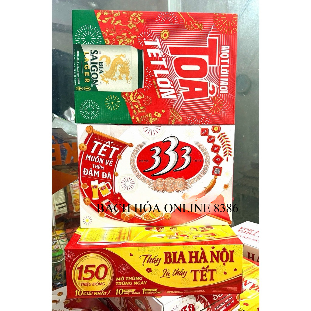 Thùng 24 lon Bia Hà Nội / Bia 333 / Bia Sài Gòn - HABECO (330ml/lon)