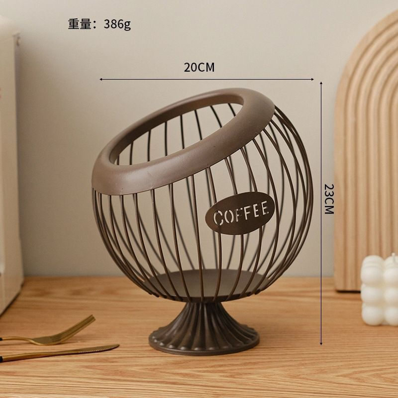 New Product#Iron Art Fruit Basket Coffee Capsule Storage Basket Desktop Decoration Coffee Table Snac