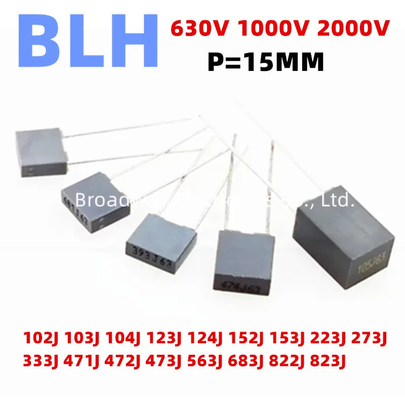 10 Chiếc 15MM Chỉnh Tụ Điện Polypropylene An Toàn Nhựa Phim P15 630V 1000V 2000V 223J 22NF 273J 27NF