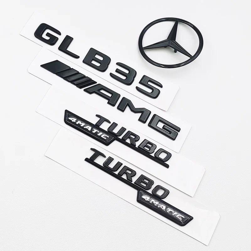 3D ABS Đen Logo GLB35 Chữ Turbo 4matic Biểu Tượng AMG Huy Hiệu Xe Phía Sau Ngôi Sao Miếng Dán Cho Xe