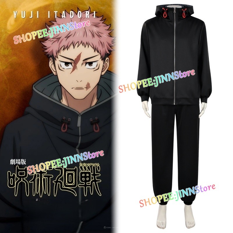 -JINN-JUJUTSU KAISEN SEASON 3 Trang phục hóa trang Anime ITADORI YUJI Áo Hoodie màu đen Bộ đồ giả Ca
