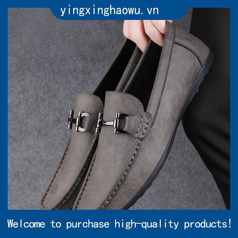 Men's soft leather loafers size lớn 38-47 giày công sở giày công sở chuỗi kim loại non-slip giày nam